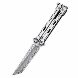 Damaskus Balisong Ganzstahl-Trainingsmesser, ungeschärft