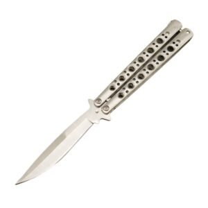 BM 42 Balisong-Messer Butterfly-Messer Federriegel Silber